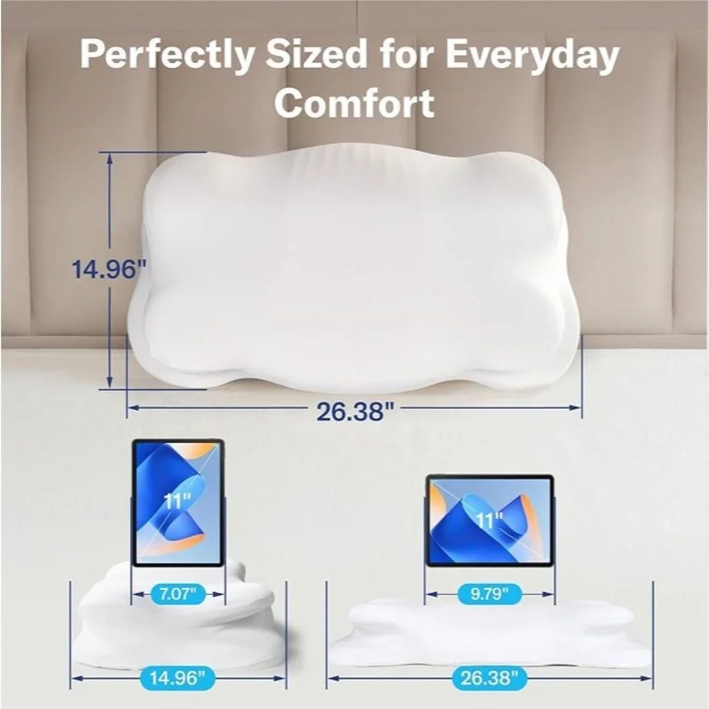 Cervical Memory Foam Pillow, Adjustable Neck Support, 26 x 15 in